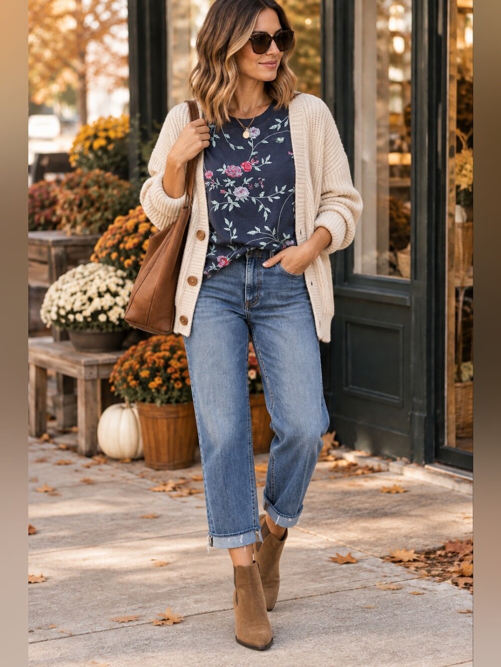 Driftwood Navy Floral Embroidered Tee Shirt Top Crew Neck Pull Over Cotton XS